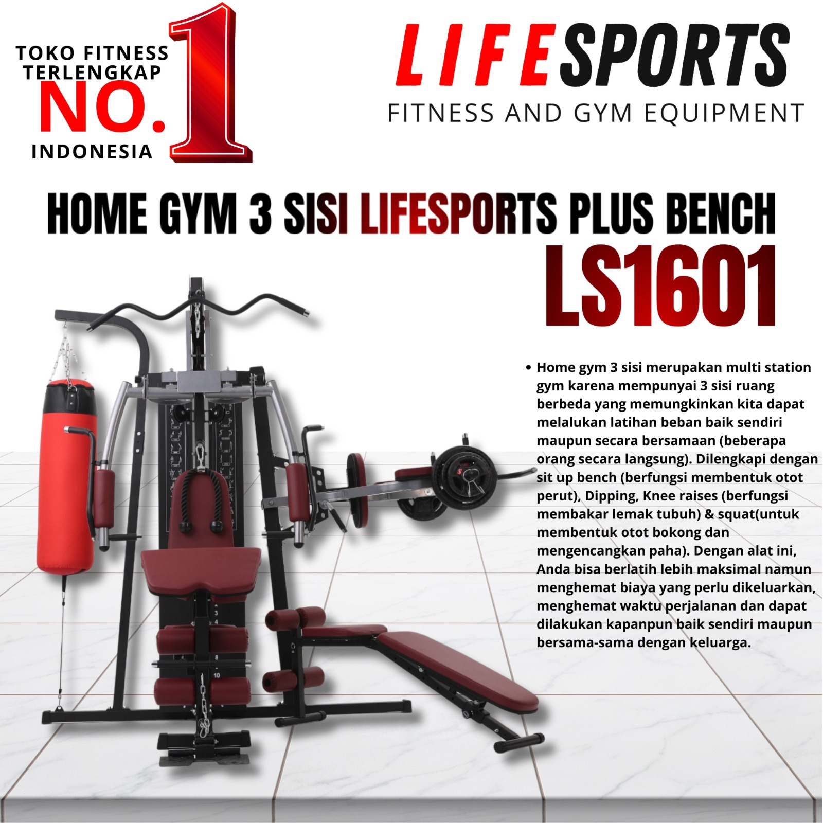 homegym 3 sisi lifesports plus bench ls 1601